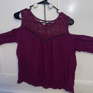 Purple off the shoulder long sleeve